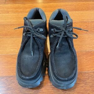 Prada Mens Tyrolean Brixxen Hiking Boots Black Leather Vintage Derby